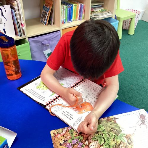 We have also been strengthening our fingers by threading and focussing on our story book 'Jack and the Beanstalk'. We have even planted some beans!