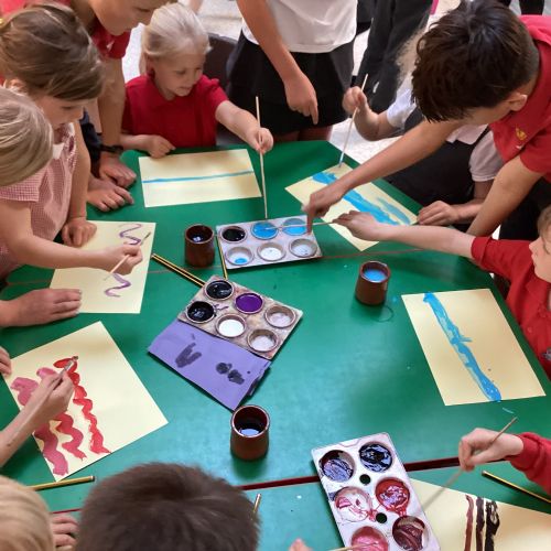 Week 3 - Art with our buddies - we learnt how to lighten and darken colours