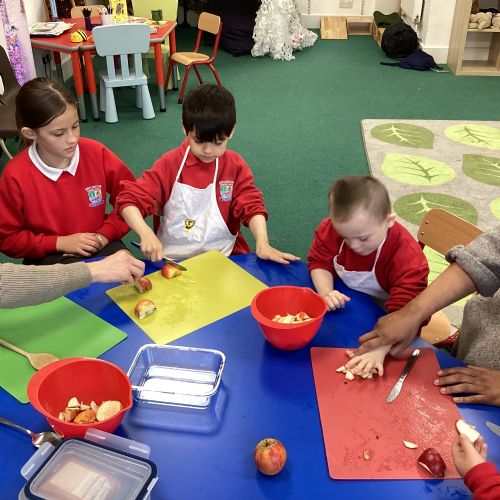 Making apple crumble!