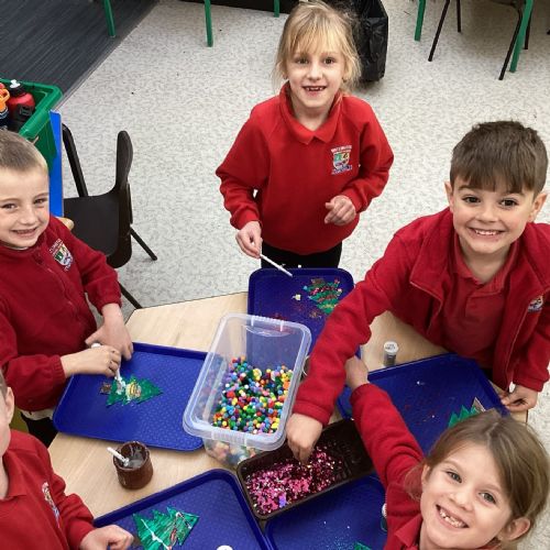 Making Christmas decorations for the Church