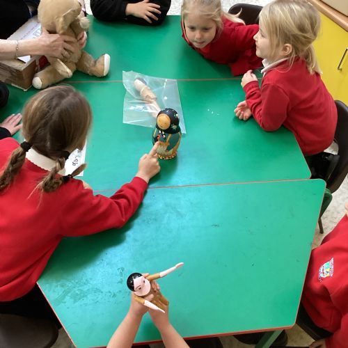 Week 3 - Exploring old toys with our visitor - Mrs Bromley
